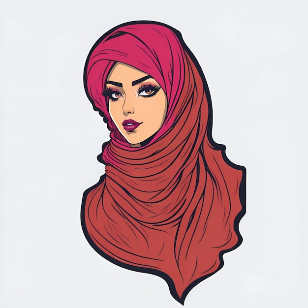 ベクトル ヒジャーブのイスラム教徒の女性伝統的なヒジャーブのドレスを着た若いアラブの女の子の肖像画