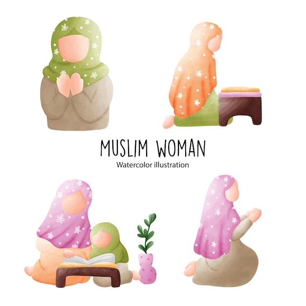 Muslim woman praying vector illustration