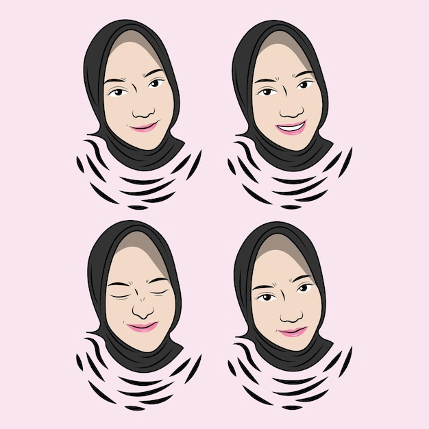 Vector muslim woman very cute expression