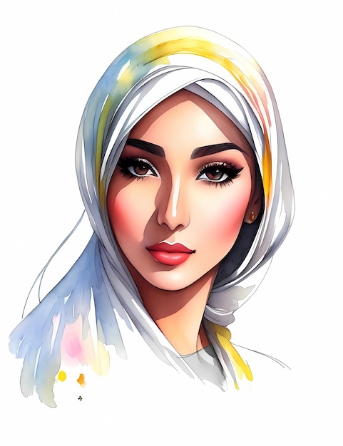 Muslim woman watercolor painting