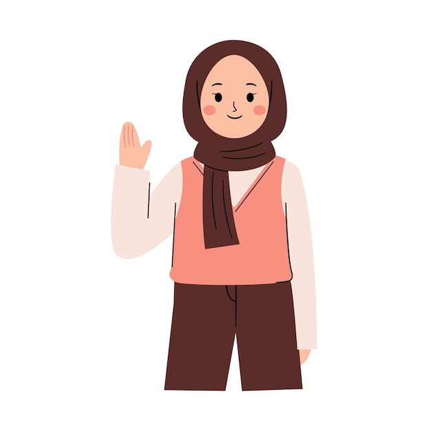 Muslim woman waving hand