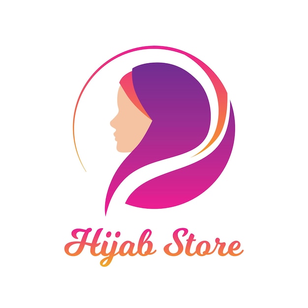 Muslim woman wearing hijab fashion logo design vector symbol