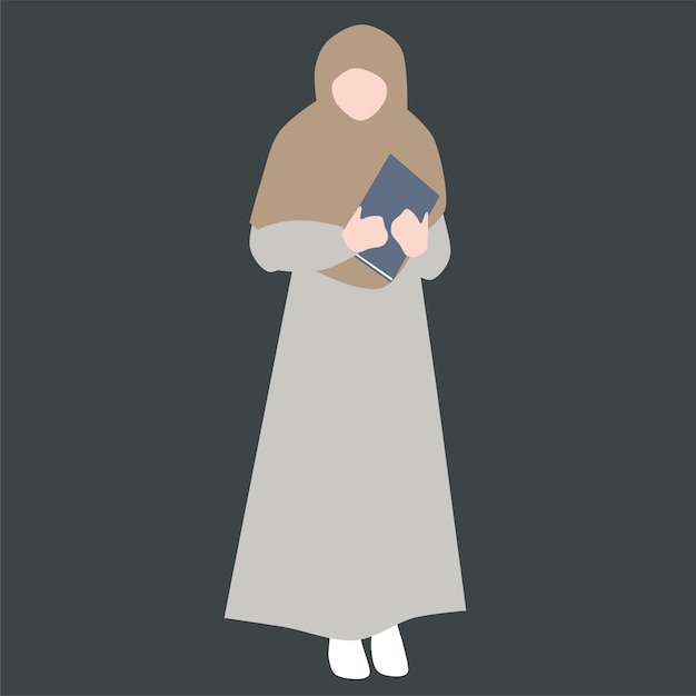 Vector muslim woman with book