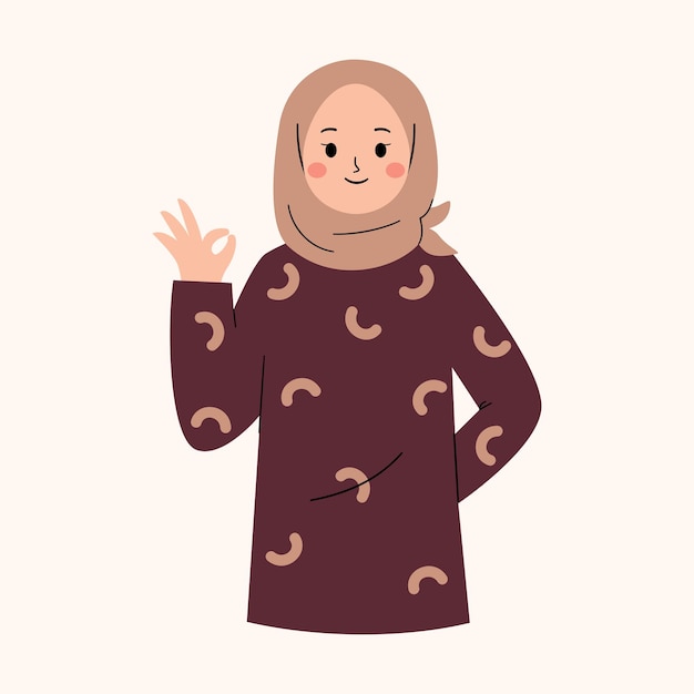 Muslim woman with ok sign hand