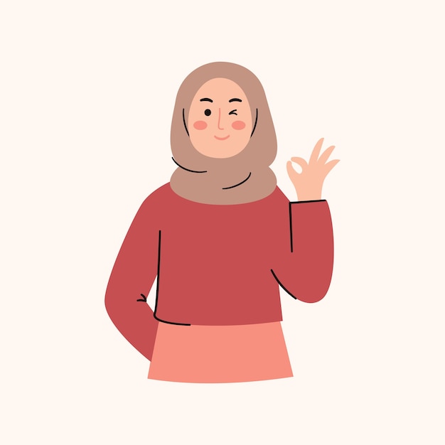 Muslim woman with ok sign