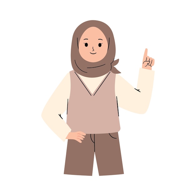 Muslim woman with pointing finger