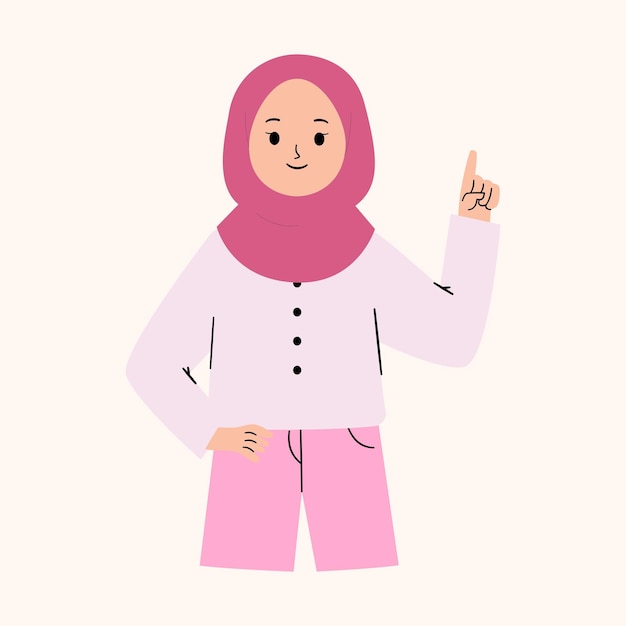 Muslim woman with pointing finger