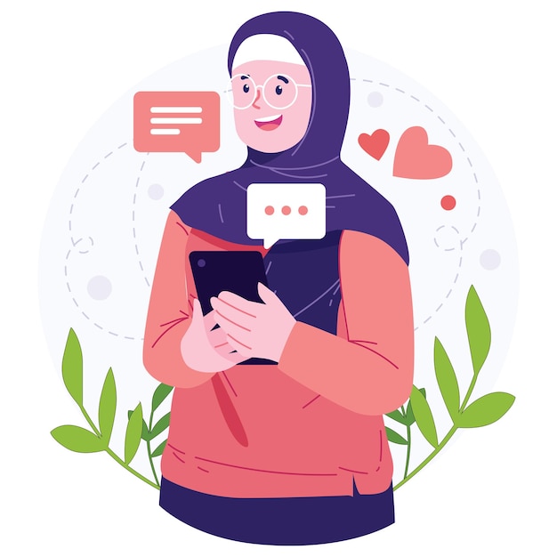 Muslim Women Character Illustration