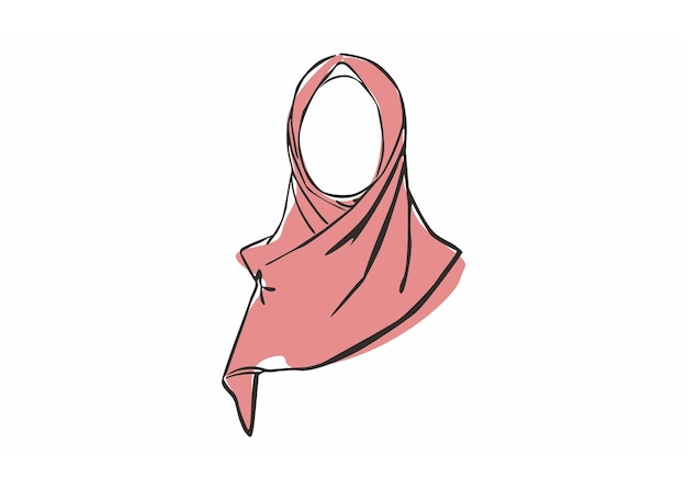 Vector muslim womens hijab fashion style with line art style