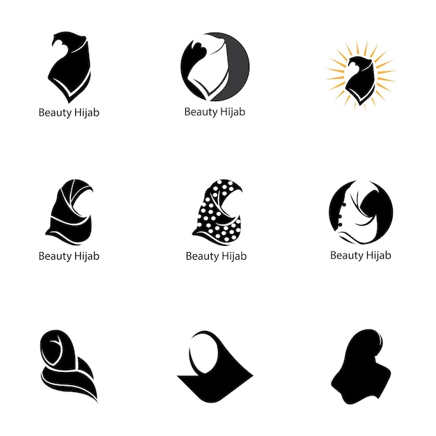 Vector muslimah hijab logo sjabloon vector illustratie ontwerp