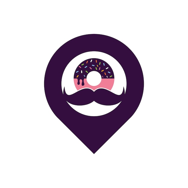 Mustache donut vector logo design icon