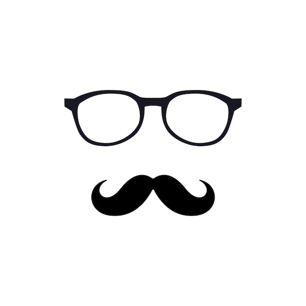 Vector mustache in flat design with sunglasses