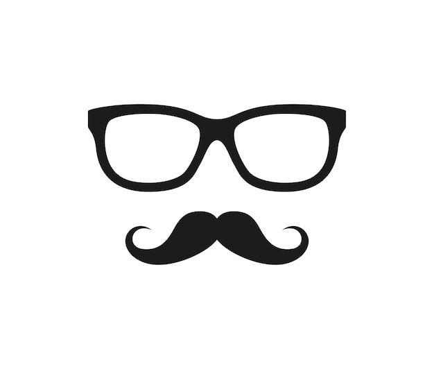 Mustache and glasses isolated on white background