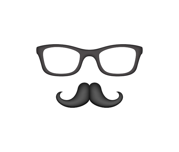 Mustache and glasses isolated on white background