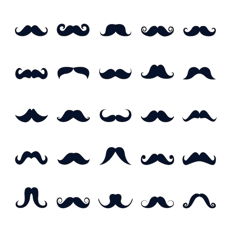 Vector mustache icon vector set