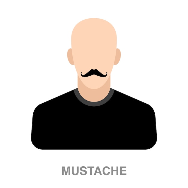 Mustache illustration on transparent background