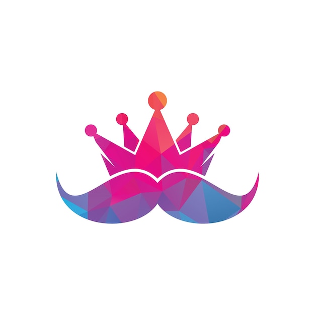 Mustache king vector logo design Elegant stylish mustache crown logo