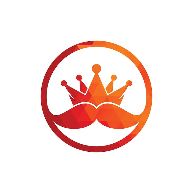 Mustache king vector logo design. Elegant stylish mustache crown logo.