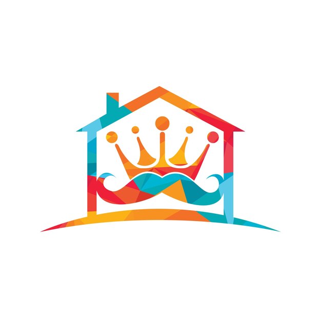 Mustache king vector logo design