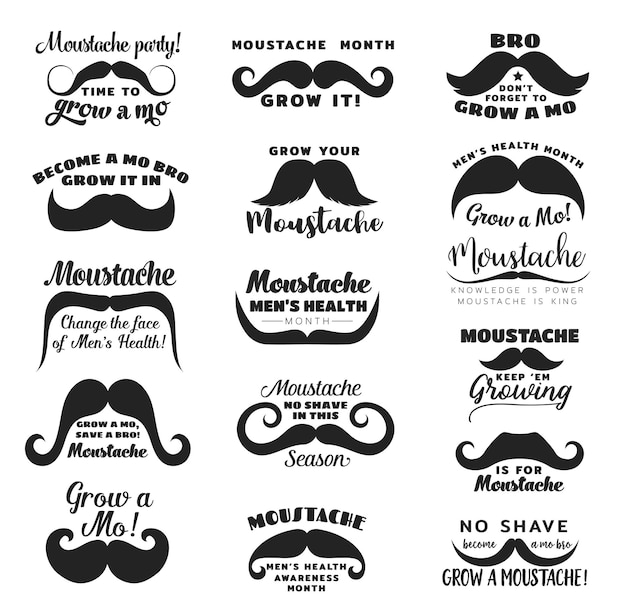 Vector mustache or moustache prostate cancer awareness