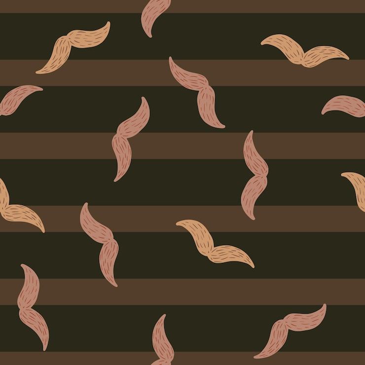 Vector mustache seamless pattern on vintage barber shop in doodle style hand drawn repeat texture for fabric wallpaper textile print wrapping paper vector illustration
