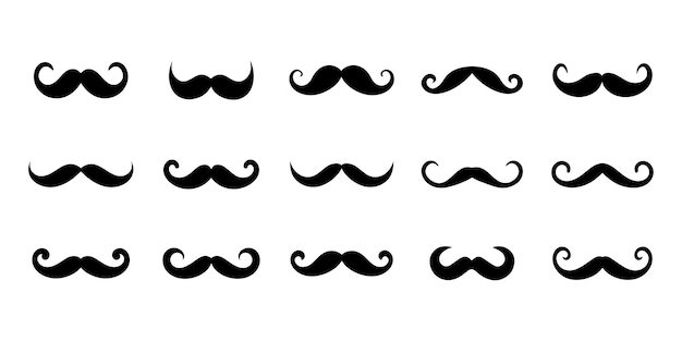 Mustache set silhouette vector art designs