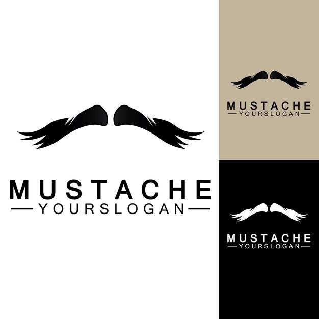 Mustache vector icon logo design template