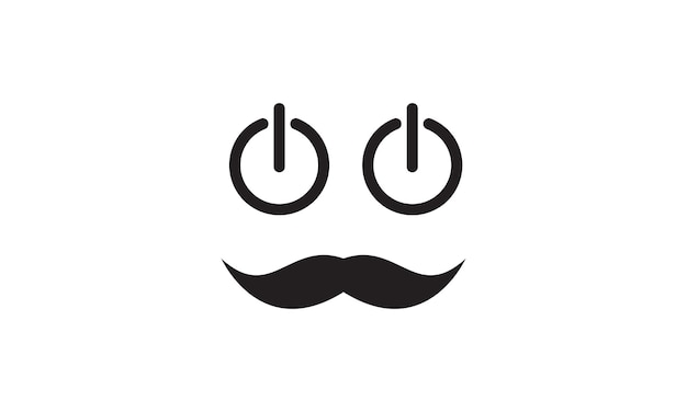 Mustache with power button logo vector icon illustration design