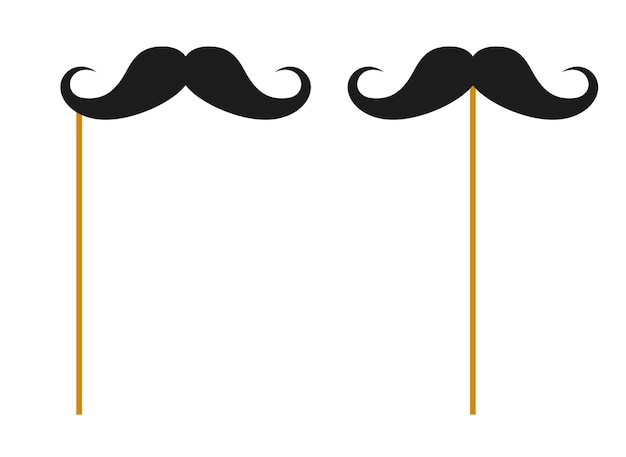 Mustache with wooden stick on white background