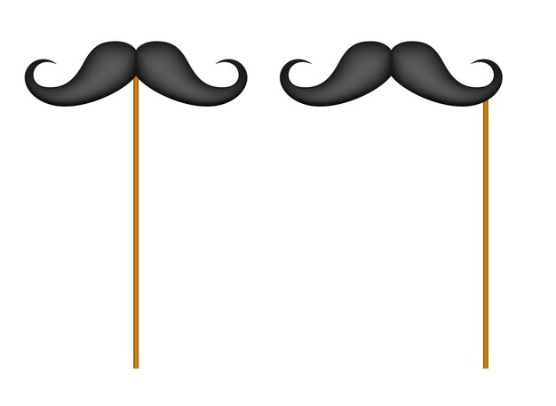 Mustache with wooden stick on white background