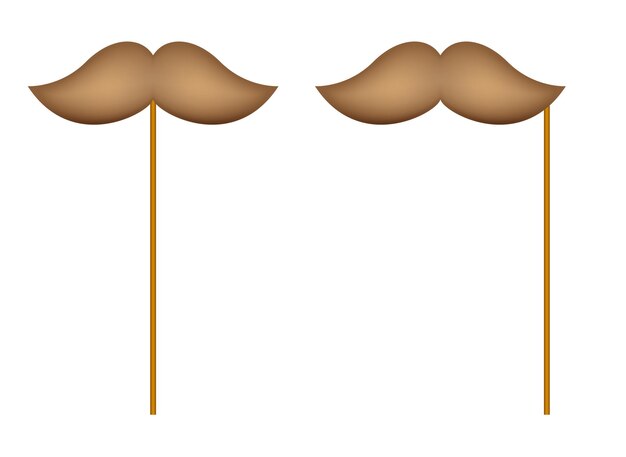 Vector mustache with wooden stick on white background