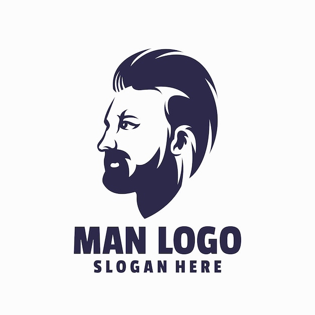 mustachioed man logo cartoon vector