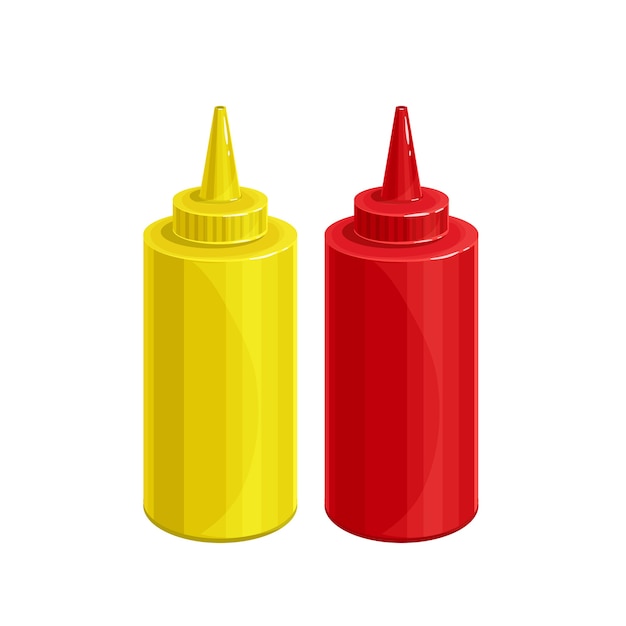 Кетчуп с горчицей и тонато векторный icon.