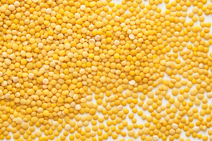 Vector mustard grains close up small yellow balls of spice in detail in a glass pot