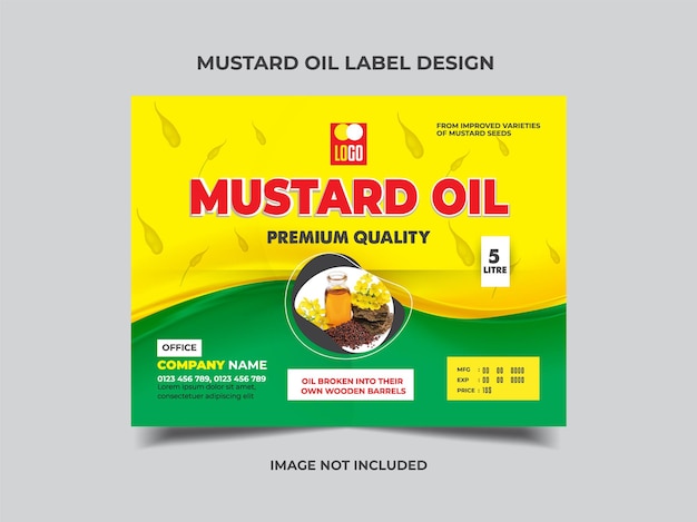 Vector mustard oil labels mustard oil yellow color design template