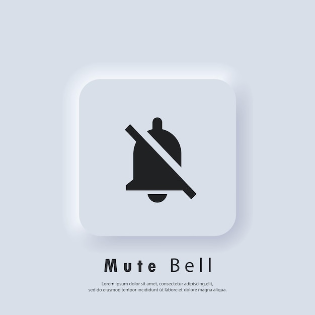 Mute Bell icon. Alarm off, bell ring icon. Notification bell icon for incoming inbox message. Bell ring for alarm clock and smartphone application alert. Vector EPS 10. UI icon. Neumorphic UI UX