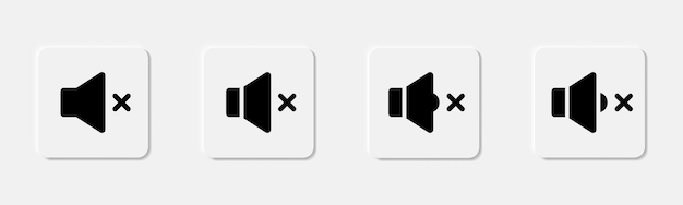 Vector mute icoon set geluid icoon in glyf spreker teken in zwart mute symbool geluid teken in glyf mute ikoon