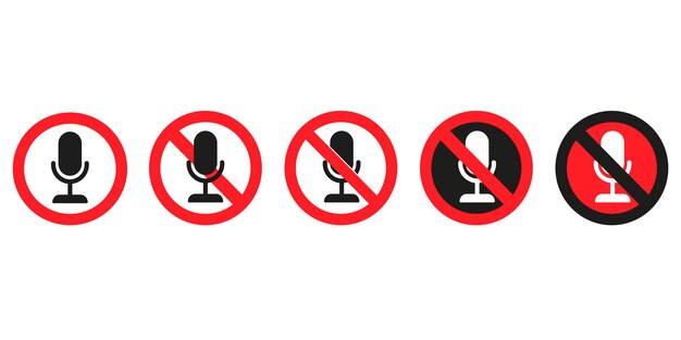 Vector mute the microphone. set of icons on a white background. microphone icon eps 10.