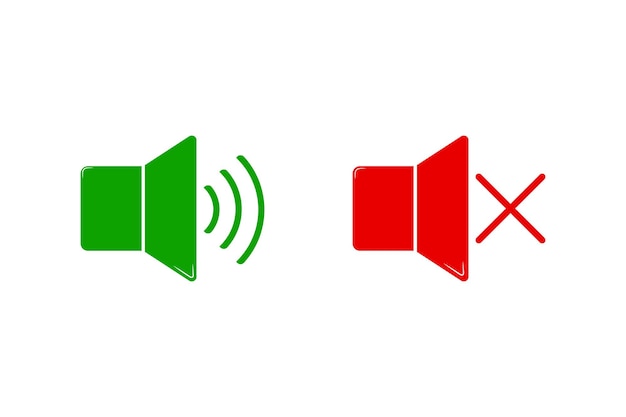 Vettore disattiva l'audio attiva il disegno vettoriale delle icone.