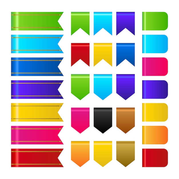 Muticolor 3d ribbons collection vector
