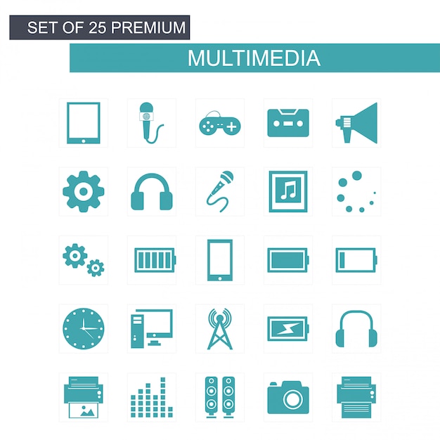 Vector mutimedia icons set vector