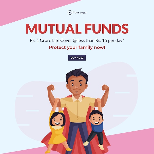 Mutual funds cartoon style banner design