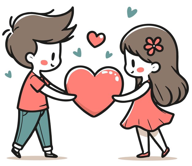 벡터 mutually loving each other simple vector illustration for postcard on white background