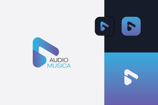 Muziek App Player Multimedia Productie Vector Logo