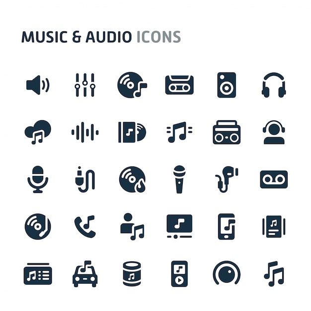 Muziek & Audio Icon Set. Fillio Black Icon-serie.