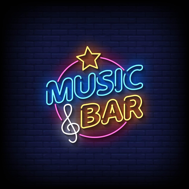 Muziek bar neon signs stijl tekst vector