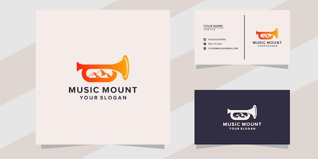 Muziek berg logo en visitekaartje sjabloon