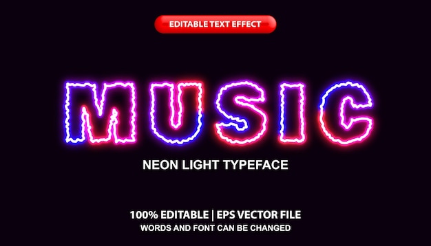 Muziek bewerkbare teksteffectstijl neonlicht tekststijl