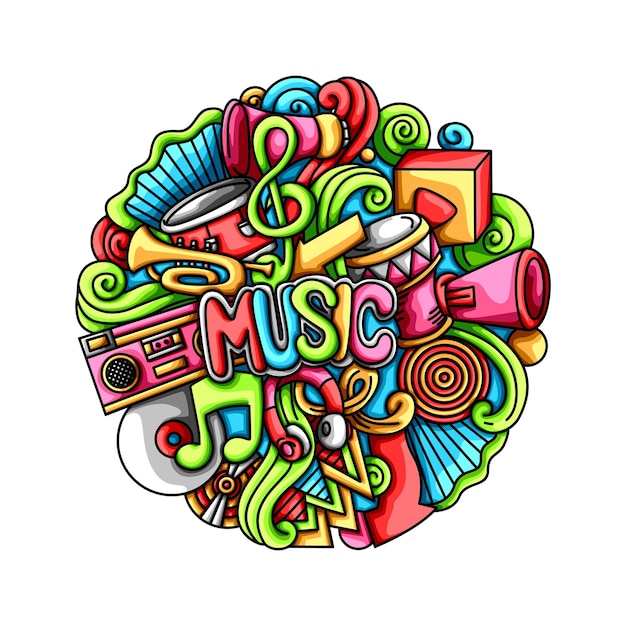 Muziek Disc Microphone Tape Player Instrument Party Element Art Doodle