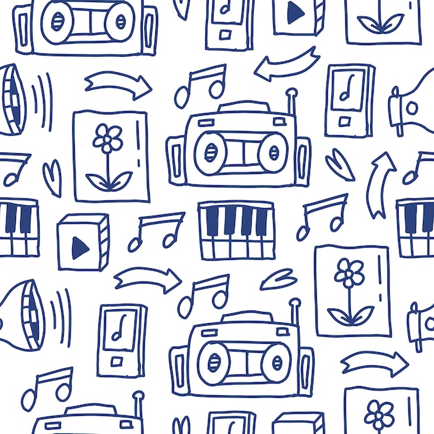 Muziek doodle cartoon afbeelding patroon ontwerp